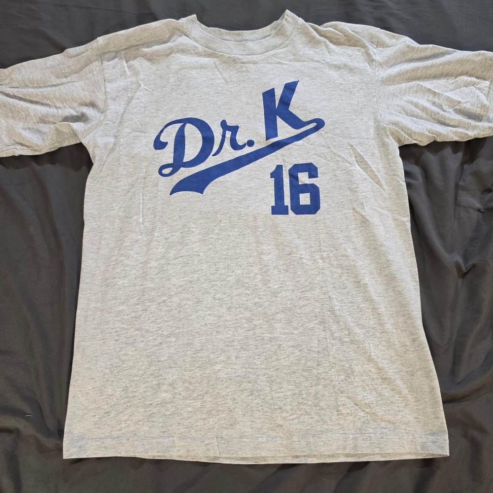 FL Robinson Dr K 16 Dwight Gooden Graphic T-Shirt Gray Mens Large USA Made